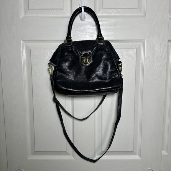 Elliott Lucca Black Genuine Leather Shoulder Bag Retro Y2K Purse Slouchy Worn In - Picture 1 of 15
